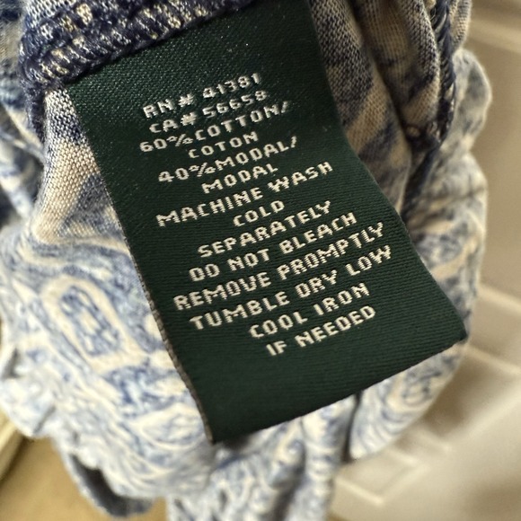 Ralph Lauren Open Shoulder Dress Women's Medium Blue Geometric Cottage Prairie - Picture 8 of 8